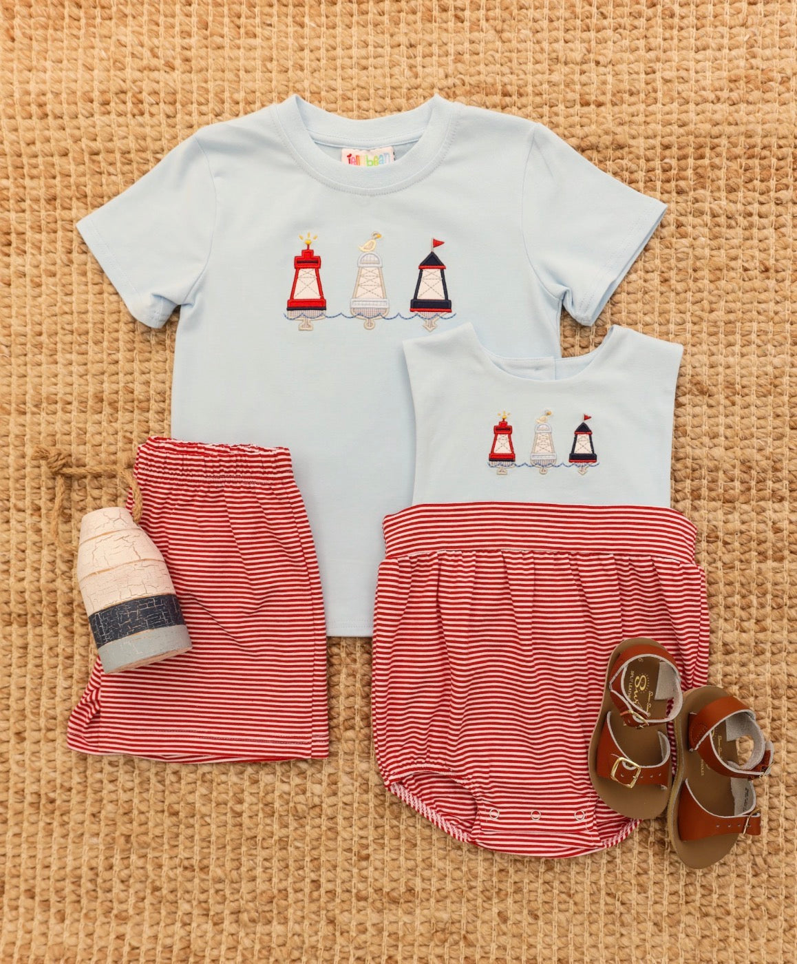 Red, White, and Buoy Shorts Set