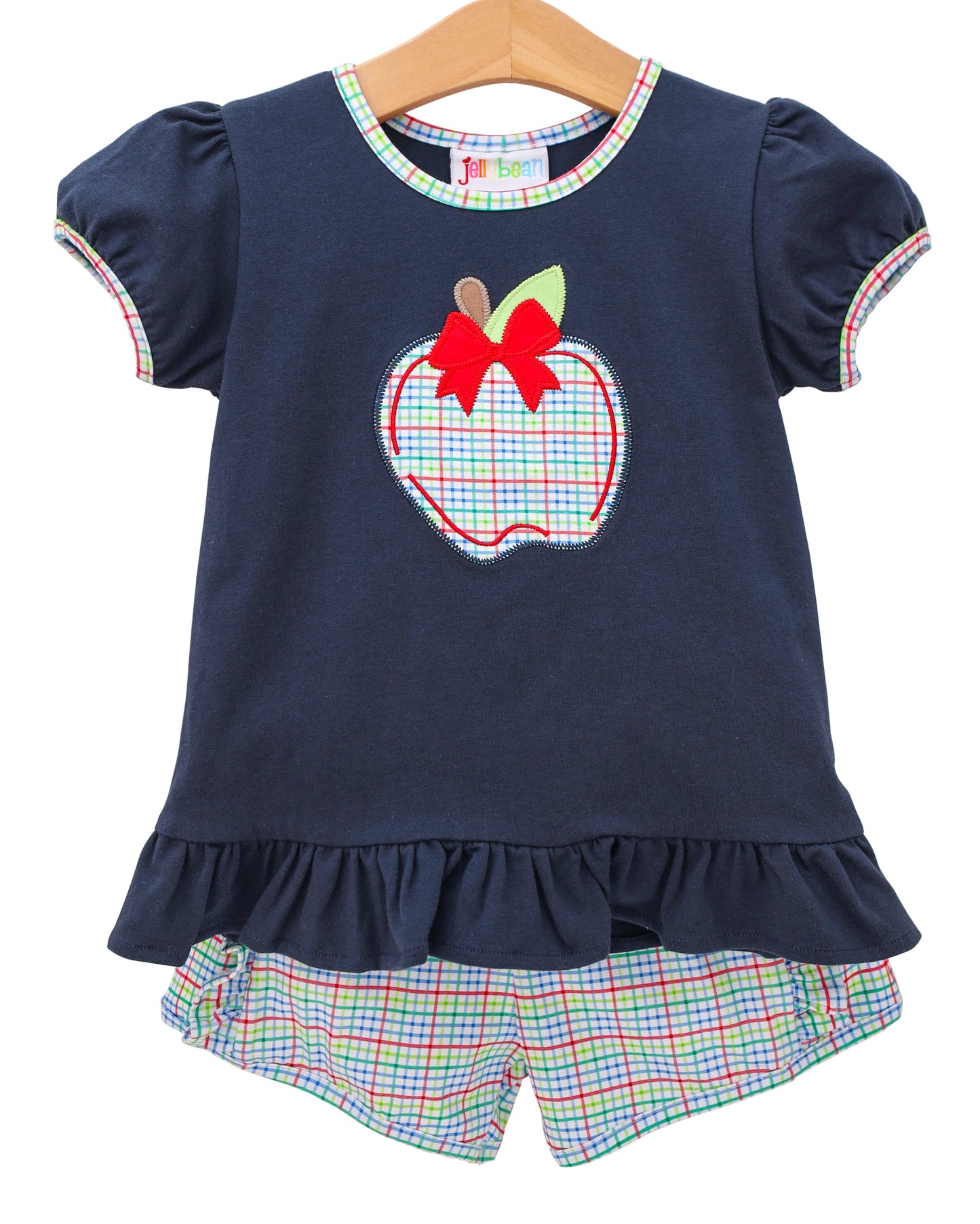 Primary Plaid Apple Girls Set