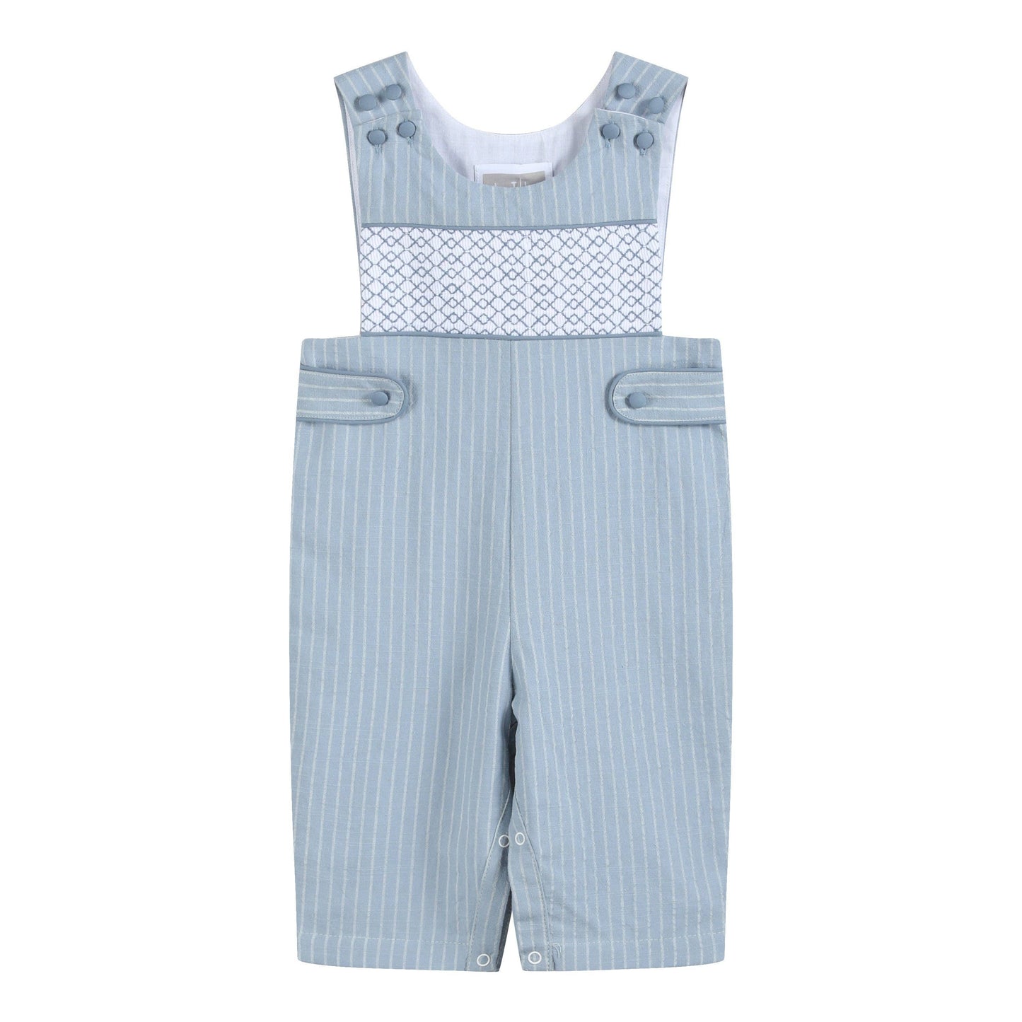 Light Blue Pinstripe Brown Smocked Jon Jons