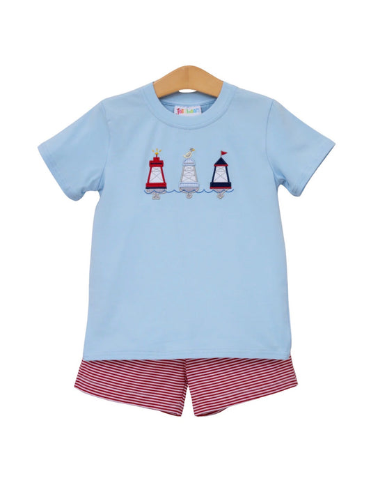 Red, White, and Buoy Shorts Set