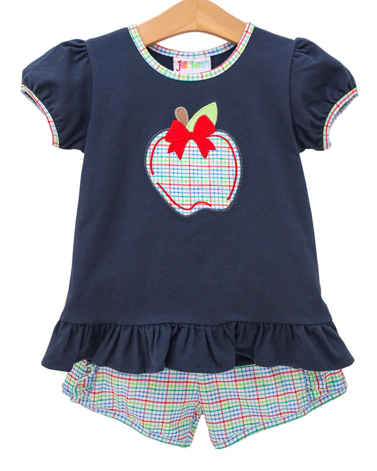 Primary Plaid Apple Girls Set