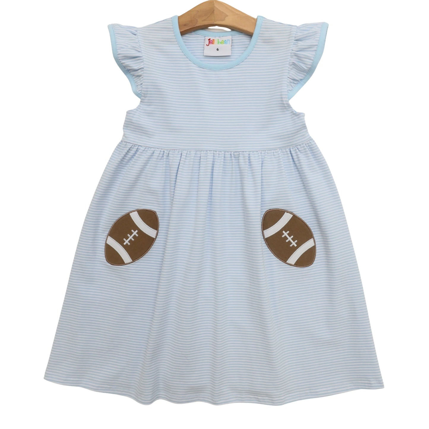 Football Pocket Dress-Light Blue Stripe