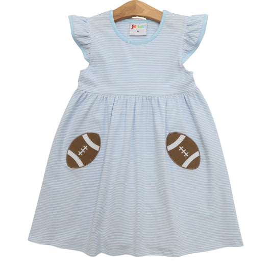 Football Pocket Dress-Light Blue Stripe