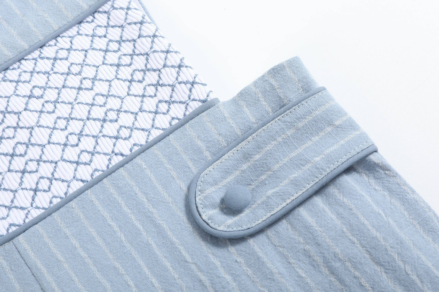 Light Blue Pinstripe Brown Smocked Jon Jons