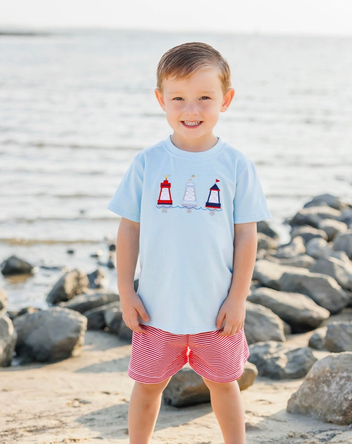 Red, White, and Buoy Shorts Set