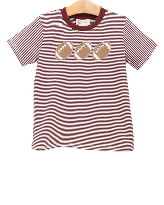 Football Trio Shirt- Maroon Stripe